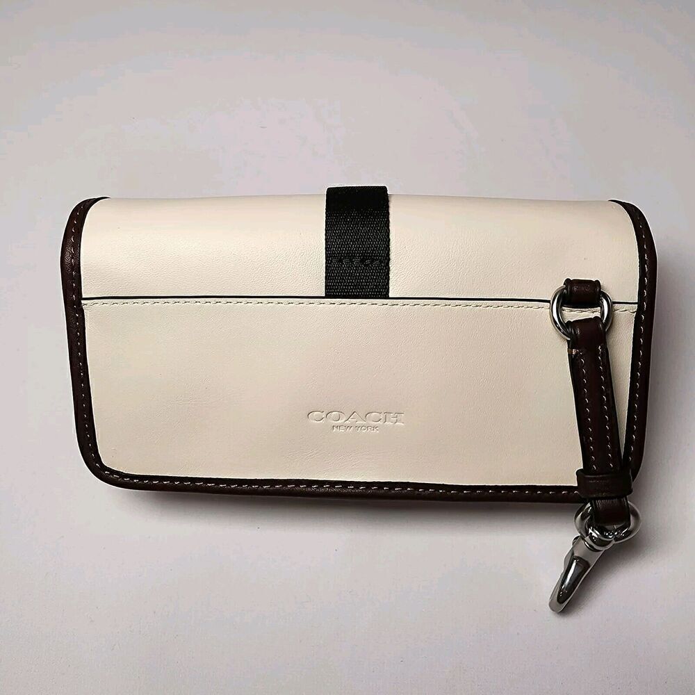 NWT Coach CU238 Leather Racer Pouch In Chalk Maple - Picture 3 of 6